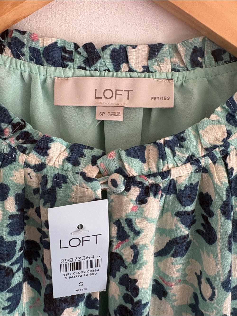 LOFT Womens Mint Green Floral Sleeveless Ruffle Dress - Picture 2 of 3